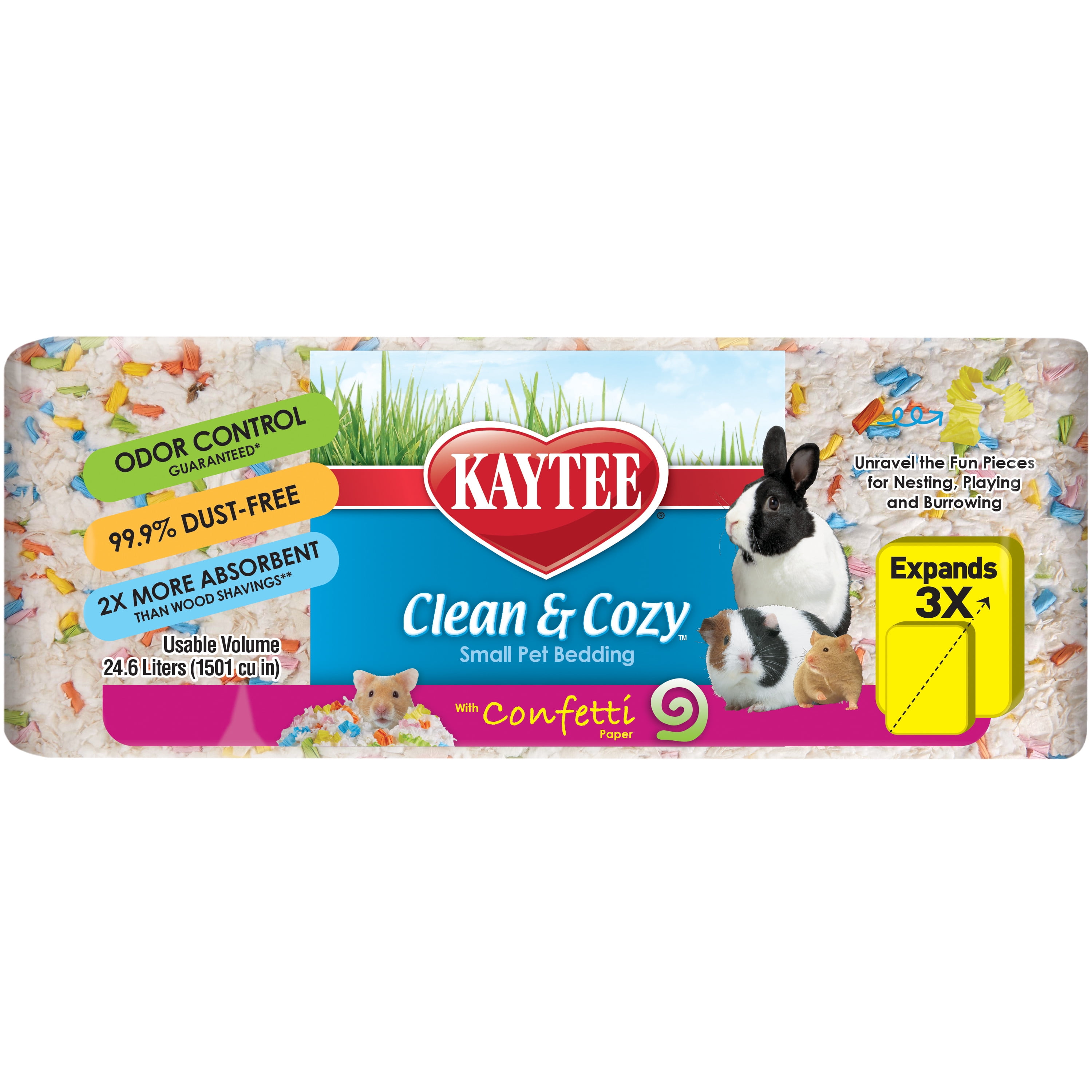 Kaytee Clean & Cozy Confetti Bedding For Pet Guinea Pigs, Rabbits, Hamsters  & More, 49.2L 