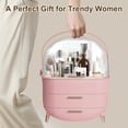 thumbnail image 3 of Organizador de maquillaje YGJT con tapa y cajones para Vanity Pink, 3 of 7