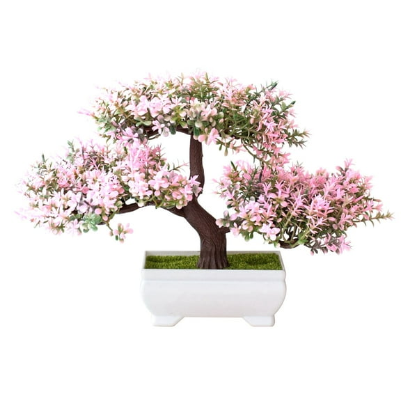 2025 New! Artificial Plants Bonsai Small Tree Pot Fake Plant Flowers Potted Faux for Home Room Table Hotel Garden Decor A