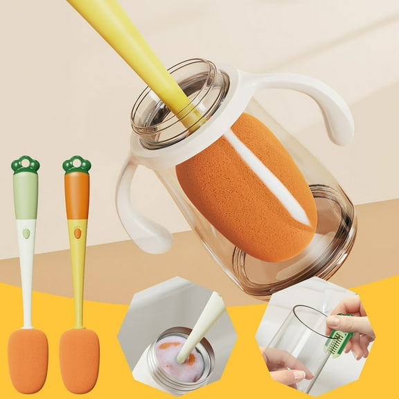 Tupukom Long Handle Bottle Brush,Flexible Bendable Cleaner,2pcs Multi-function Cup Washing Brush,Cleaner Brush Nipples Brush for Baby Bottles