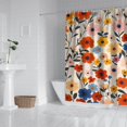 thumbnail image 3 of Floral Shower Curtain Watercolor Botanical Bathroom Decor Rustic Flower Design Fabric Bath Curtain for Tub Country Style Home Accessories with Hooks，84x72in(210x180cm), 3 of 5