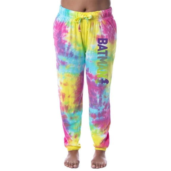 DC Comics Womens' Batman Bat Tie Dye Ombre Sleep Jogger Pajama Pants