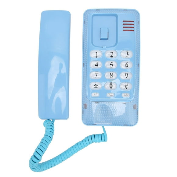 Téléphone Mural Filaire, Matériau ABS Bouton Muet Rétro Rediffuser Multiples Fonctions Étanche avec Combiné pour Banque Rouge, Blanc, Bleu