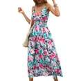 thumbnail image 3 of Julycc Womens Strappy V Neck Maxi Dress Spagehtti Strap Floral Long Sundress, 3 of 4