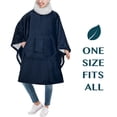 thumbnail image 5 of PAVILIA Sherpa Wearable Blanket Poncho for Women Men, Oversized Hoodie Sweatshirt Poncho Blanket, Hooded Sweater Wrap Cape Neck Warmer, Fleece Soft Hug Sleep Pod Adult, Cozy Warm Gift Ideas, Navy Blue, 5 of 7