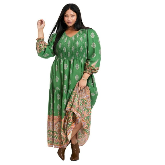 Avenue Women's Plus Size Sherry Shirred Bodice Maxi Dress