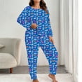 thumbnail image 2 of LYEAA Valentine Pjs for Women Plus Size Heart Print Long Sleeve Top and Pant Lightweight Pajama Sets Breathable Sleepwear, 2 of 5
