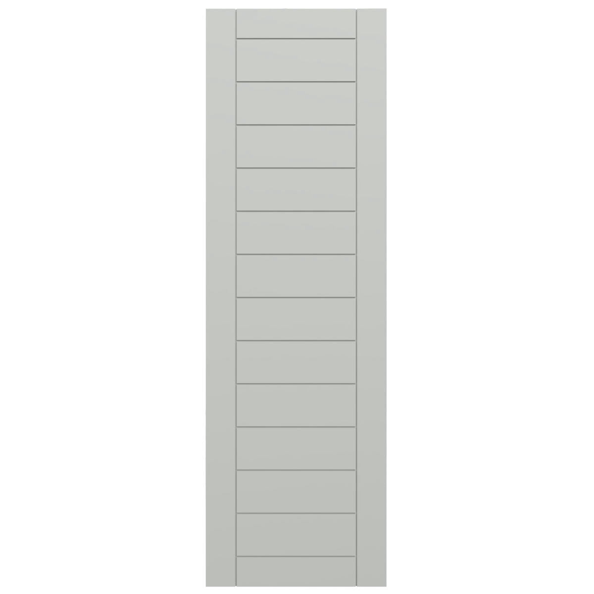 Ekena Millwork 18"W x 72"H True Fit PVC Horizontal Slat Framed Modern Style Fixed Mount Shutters, Hailstorm Gray (Per Pair - Hardware Not Included)