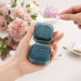 thumbnail image 5 of Velvet Ring Box for Proposal Engagement Wedding Ceremony Storage 2 Slots Peacock Green, 5 of 7