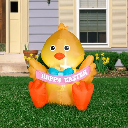 3 5 Airblown Inflatable Outdoor Happy Easter Chick Walmart Com