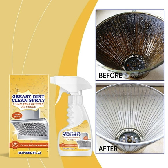 Desengrasante en aerosol potente para cocina | Disuelve rápidamente manchas de aceite difíciles en estufas, campanas extractoras y azulejos | Botella de 120 ml para una limpieza fácil