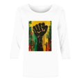 thumbnail image 4 of ibuvkizy Womens Black History Month 3/4 Sleeve T-shirts Ladies' Black Month Fashion Printed Round Neck 3/4 Sleeve T-shirt Loose Top,White,XXXL, 4 of 4