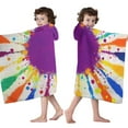 thumbnail image 4 of Colorful Paint Splash Burst Hooded Bath Towel，50"x30" for Ages 3 To 12 Kids, Quick Dry Lightweight Soft Microfiber Hood Beach Towel Cover Up for Kids, 4 of 7