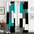 thumbnail image 2 of Teal/Turquoise 100% Blackout Curtains for Bedroom,Set Black White Grey Modern Abstract Geometric Black Out Curtains Room Darkening Window Drapes for Living Room-53"W x 96"L (Pack of 2), 2 of 6