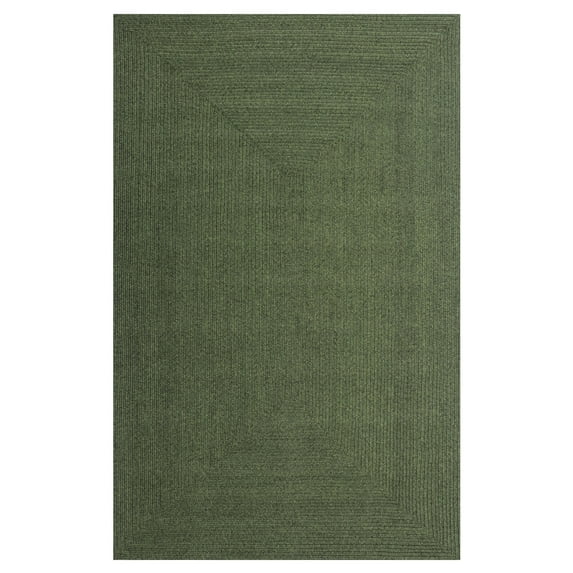 BNM Bohemian Indoor/ Outdoor Solid Rug, 4' x 6', Green