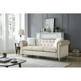 thumbnail image 2 of Maklaine Contemporary Jeweled Tufted Micro Suede Velvet Sofa in Beige, 2 of 5