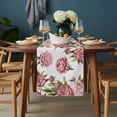 thumbnail image 2 of Pink Floral Table Runner - 70 Inch Long, Kitchen Dining Table Runner Dresser Scarves, Pastoral Botanical Leaves Farmhouse Rustic Farmhouse Decor for Coffee Tables Wedding Party Banquet, 2 of 8