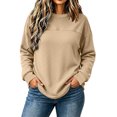 thumbnail image 2 of IUYRTFE Women's Round Neck Waffle Knit Long Sleeve Pullover Solid Color Casual Top with Seam Detail, 2 of 7