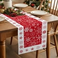 thumbnail image 5 of Christmas Snowflakes Cotton Linen Table Runner for Dining Kitchen, Red Xmas Winter Vintage Wedding Outdoor Party Tablerunners Decoration, Dresser Scarf Coffee Tablecloth Runners 13x36 Inches, 5 of 9