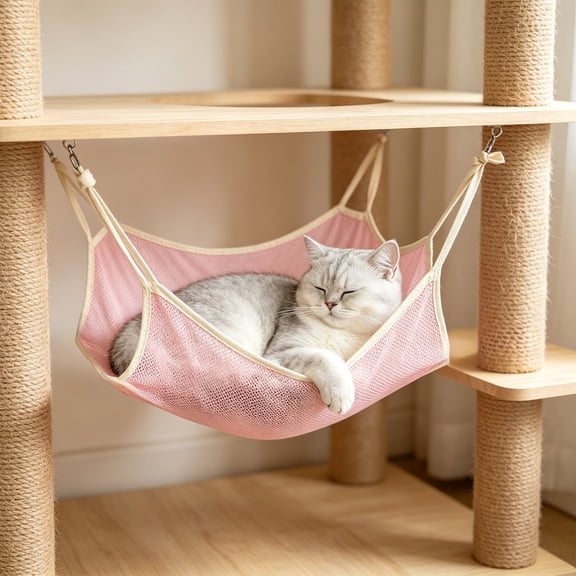 Upgrade Summer Hanging Cat Hammock, Cooling Suspension Bed, Foldable Washable Pet Swing Bed for Indoor Outdoor Crate, 23.62x19.69in C
