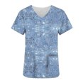thumbnail image 3 of cocolona Scrubs for Women, V Neck Short Sleeve Scrubs Tops Fashion Casual Floral Print Workwear T-shirts Work Uniform with Pockets, 3 of 5