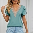 thumbnail image 4 of Mrat Short Sleeve V-Neck Blouses & Shirts Cute Tops for Women Ladies V- Neck Recreational Short Sleeve Tops Short Sleeve Crop Tops Female, 4 of 9