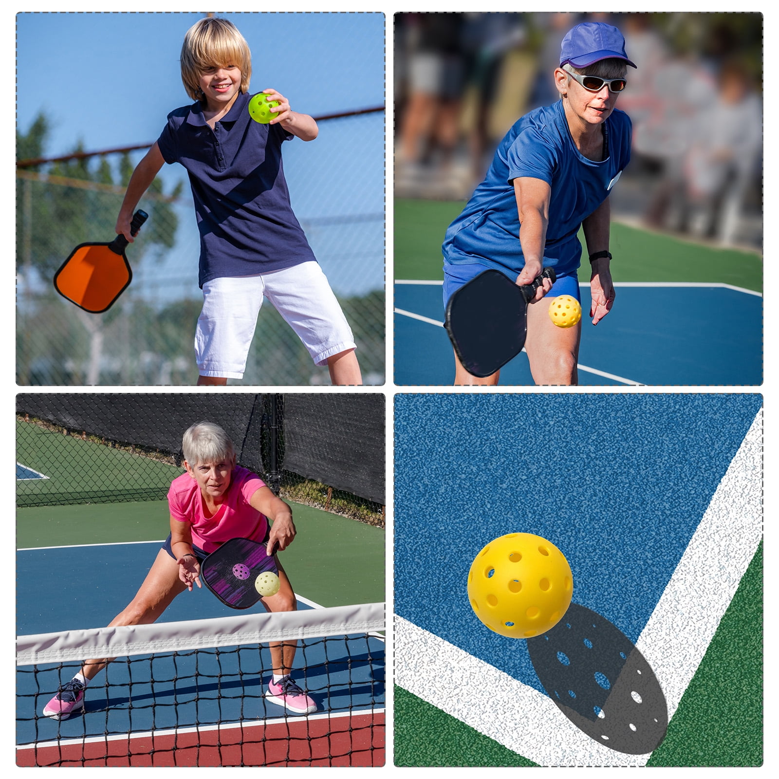 Uxcell 40 Holes Outdoor Pickleball Balls USA Pickleball Pickleball Ball for Amateurs, Yellow 8 Pack