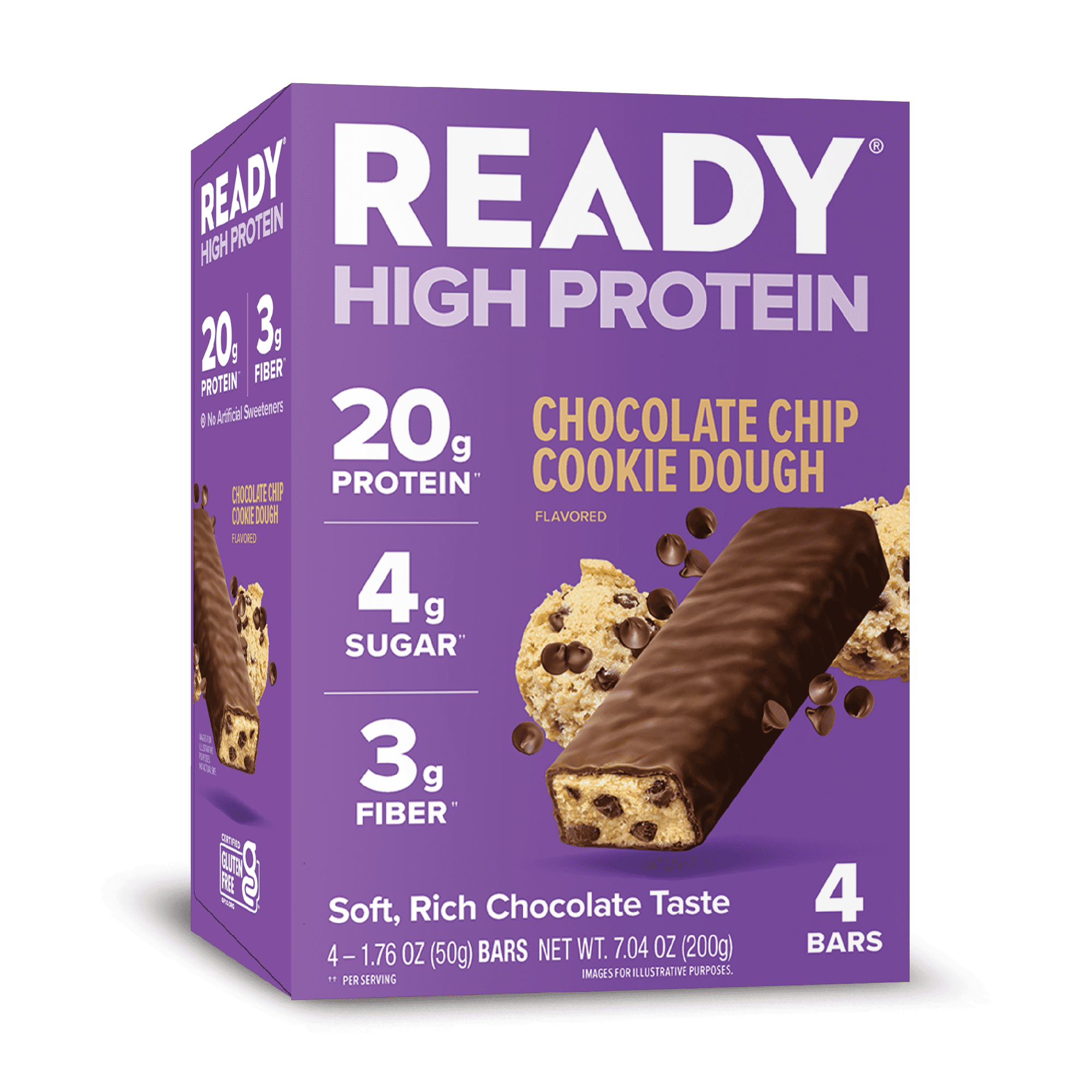 Ready® 20g High Protein Chocolate Chip Cookie Dough Bars - 4 Count