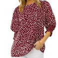 thumbnail image 4 of IROINNID Womens Oversize Loose Top Comfy Printed Round Neck Loose Chiffon Top, 4 of 6