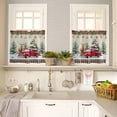 thumbnail image 4 of Christmas Kitchen Curtains and Valances Set, Elk Truck Snowflakes Ball Xmas Tree Plaid Winter Rod Pocket Window Valance Window Curtain Panels for Living Room Bedroom Laundry, 27.5x36in, 3 Pieces, 4 of 7