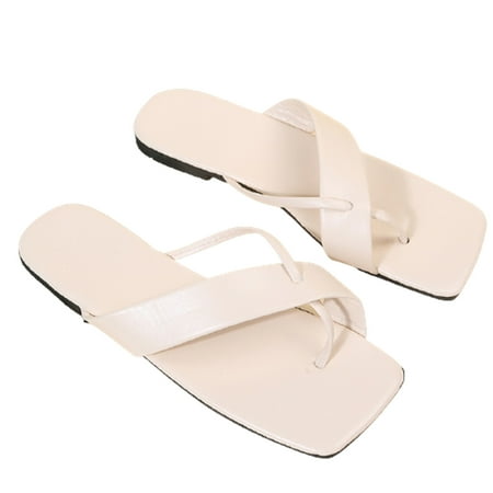 

Women\ s Plat Square Peep Toe Sandals Slip-on Style Casual Shoes with Anti Slip Sole Summer Beach Supply