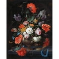 thumbnail image 2 of Abraham Mignon 12x14 Black Ornate Wood Framed Double Matted Museum Art Print Titled: Still Life with Flowers and a Watch (C. 1660 - C. 1679), 2 of 5