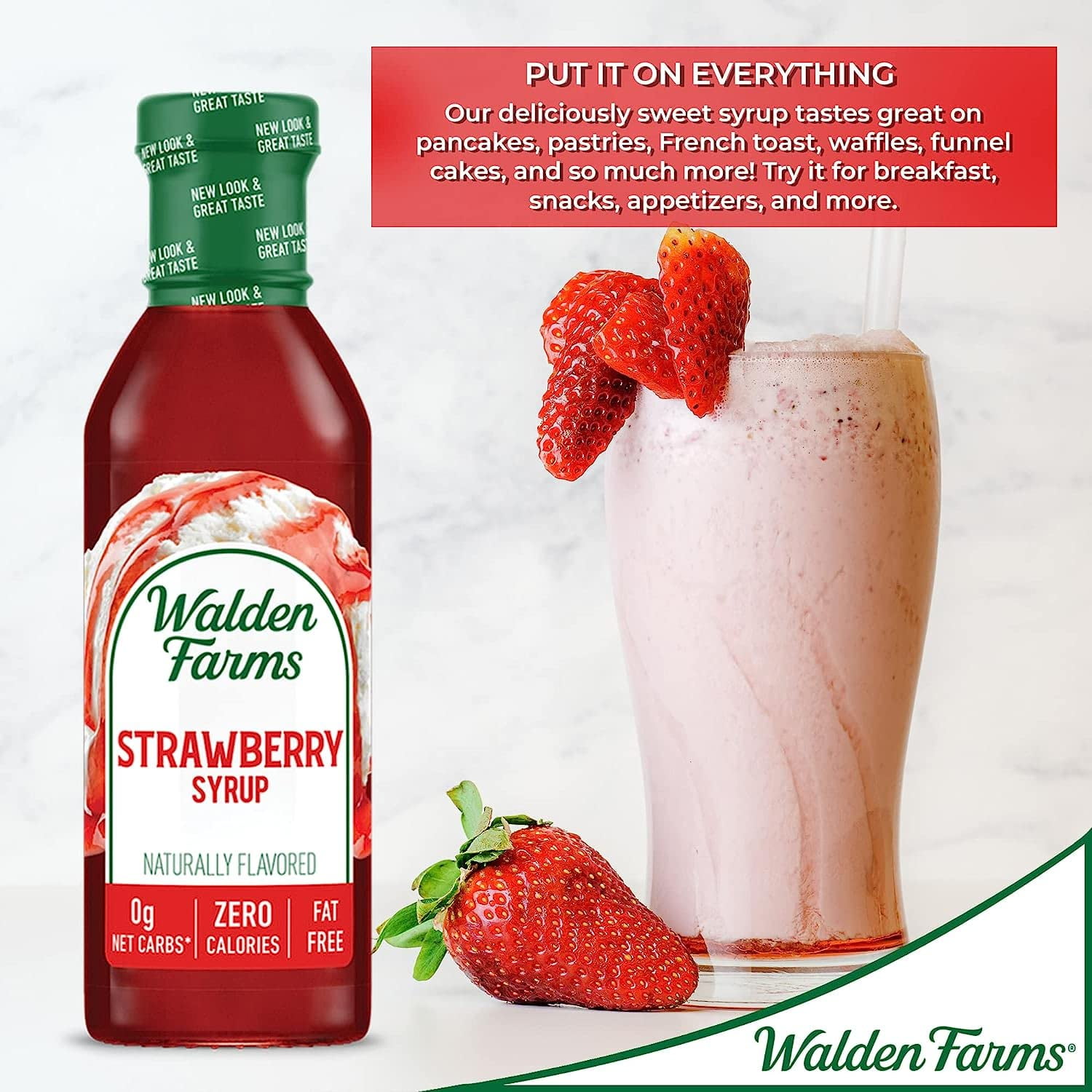 Walden Farms Calorie Free Strawberry Pancake Syrup, 12 Fluid Ounce - 6 per case.