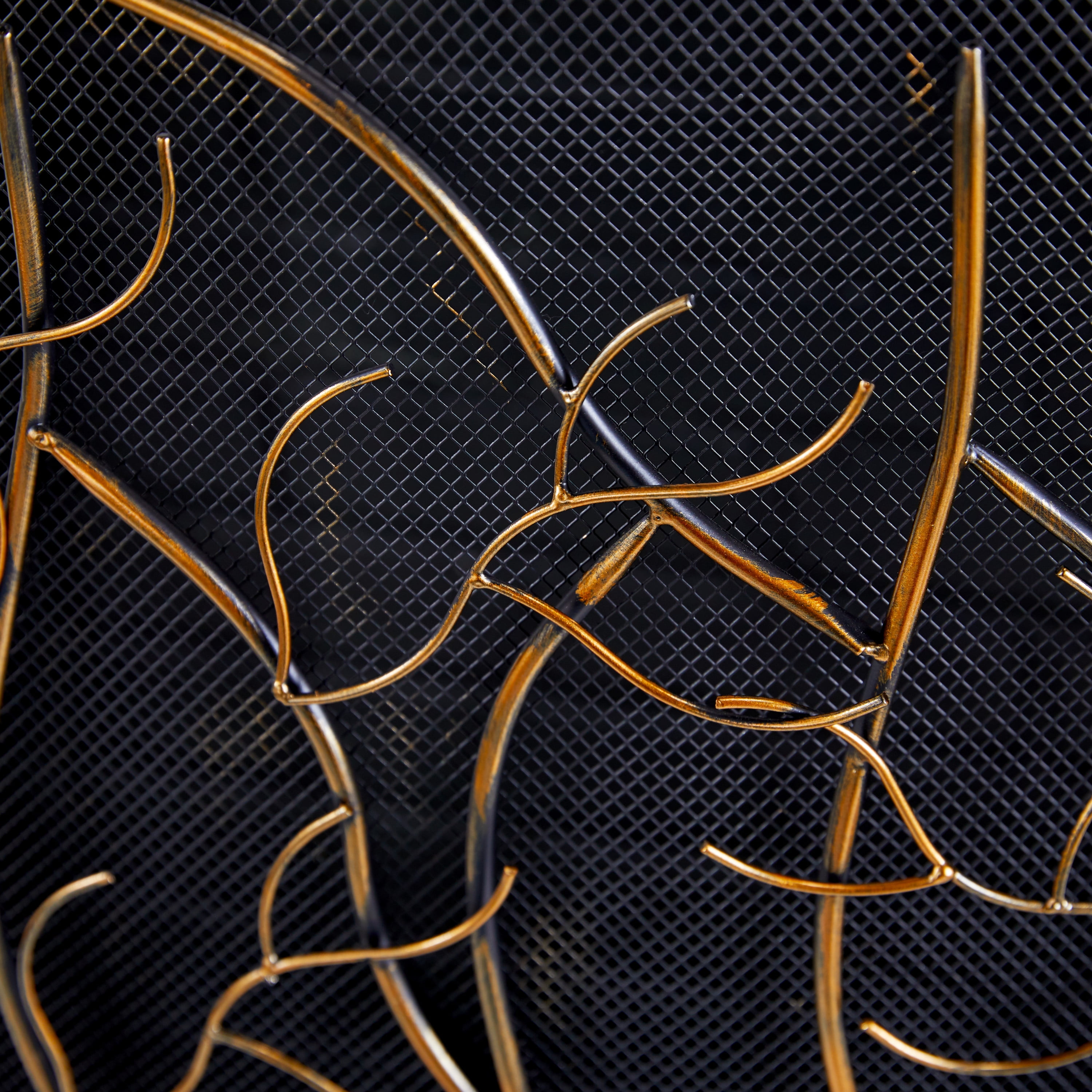 DecMode 39″ x 33″ Brass Metal Branch Single Panel Tree Fireplace Screen with Mesh Netting, 1-Piece Sansujyuku sansujyuku.com