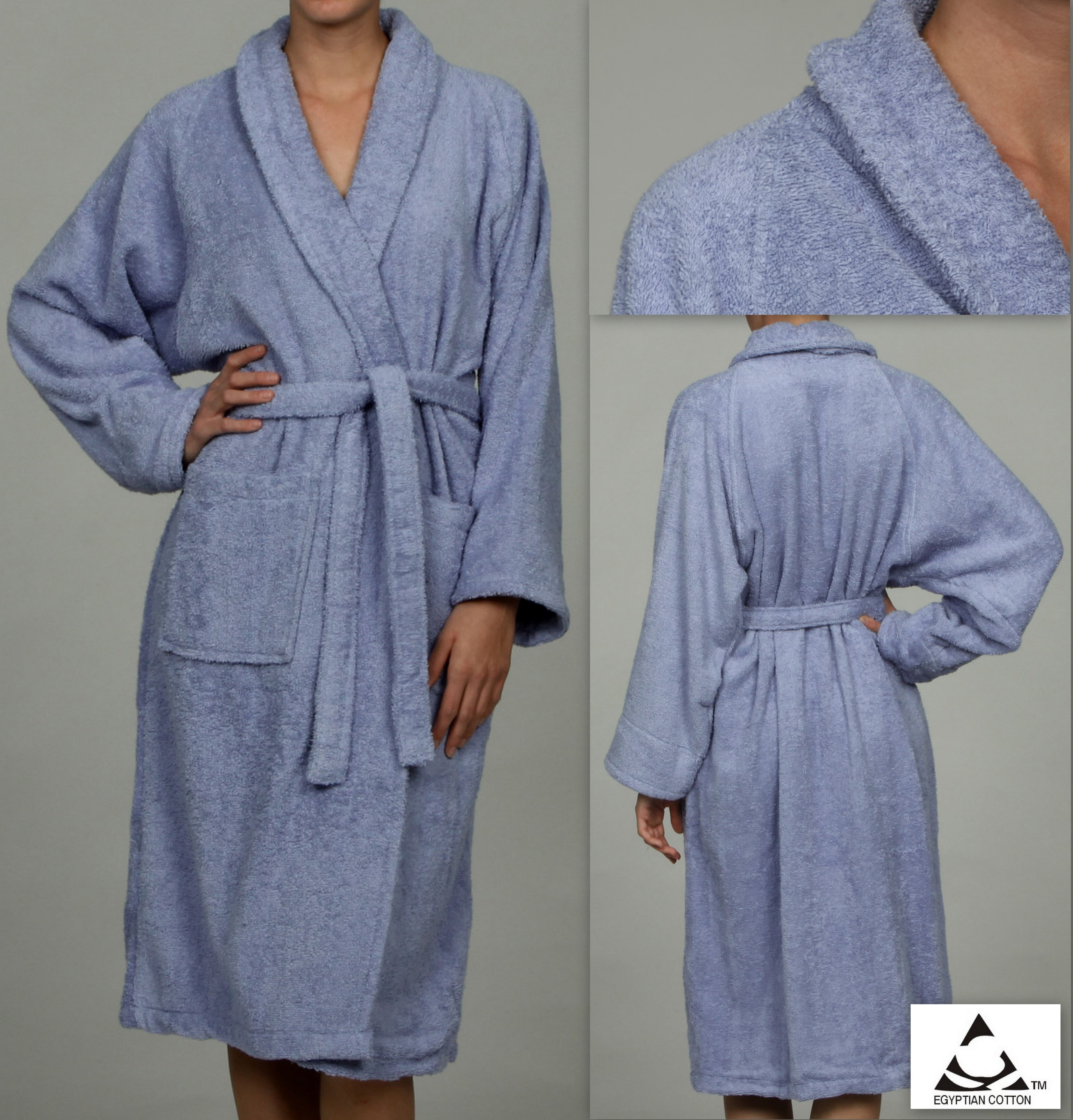 Superior Terry Cotton Adult Unisex Soft Lightweight Bathrobe, Extra Large, Blue