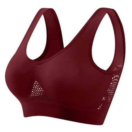 Sports Bras for Women Plus Size Seamless Wireless Supportive Bra Push Up Comfort No Underwire Full Coverage T-Shirt Bra Breathable Mesh Sports Bras High Support Sujetador Deportivo Para Mujer S