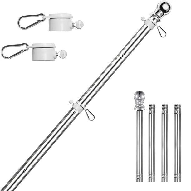 Asta de bandera para muebles de exterior, kit de asta de bandera de pared con anillo giratorio de 360 grados, kit de asta de bandera de acero inoxidable, ideal para casas, jardines, patios, cercas ext