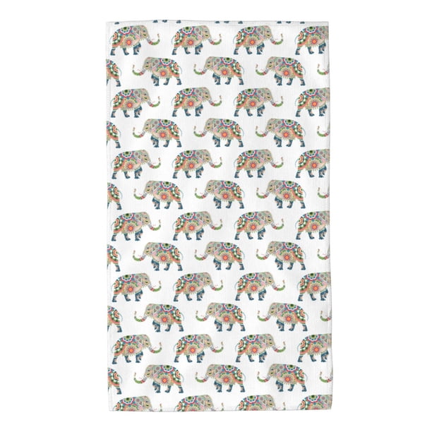 Fotbe Indian Elephant Toalla Premium con Patrón, Toalla de Microfibra de Secado Rápido, Ligera y Altamente Absorbente (27.5x16in), Ideal para Uso Diario