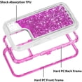 thumbnail image 5 of For Apple iPhone 16 Dual Layer Protective Shockproof Tough Defender Sparkling Liquid Glitter Heart Case Cover Pink, 5 of 5