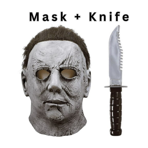 Michael Myers Mask with knife Original Michael Myers Mask Adult latex Full Head Realistic Masks