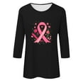 thumbnail image 4 of Alkepwun Pink Ribbon Shirts for Women Cancer Survivor Pink Ribbon T-shirt Inspirational 3/4 Sleeve Graphic Tees Tops, 4 of 4