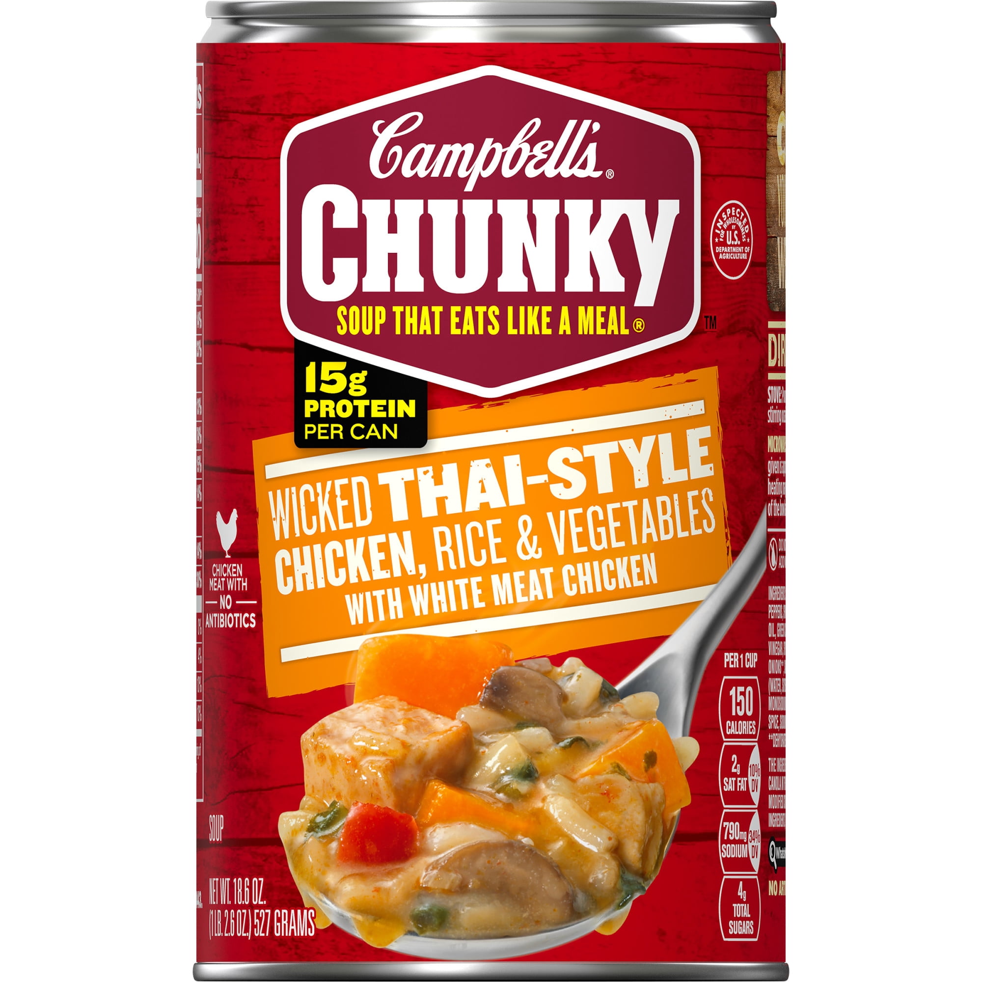Campbell S Chunky Soup Wicked Thai Style Chicken With Rice Vegetables Soup 18 6 Ounce Can Walmart Com Walmart Com