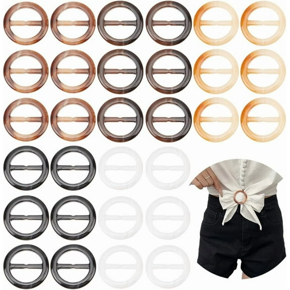 30 Pcs Round Silk Scarf Ring Clip 5 Colors T Shirt Tie Clip Resin Scarves Waist Buckles Clothes Corner Knotted Button Scarf Ring for Women's Shawl Clothing Neckerchief Mixed Color