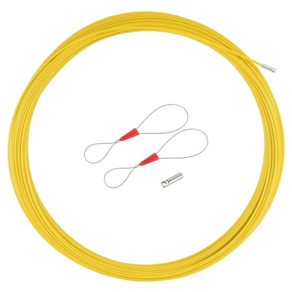 Unique Bargains Duct Fish Tape Duct Rodder Fiberglass 4.5MM 60M/197FT Wire Cable Running Rod Yellow