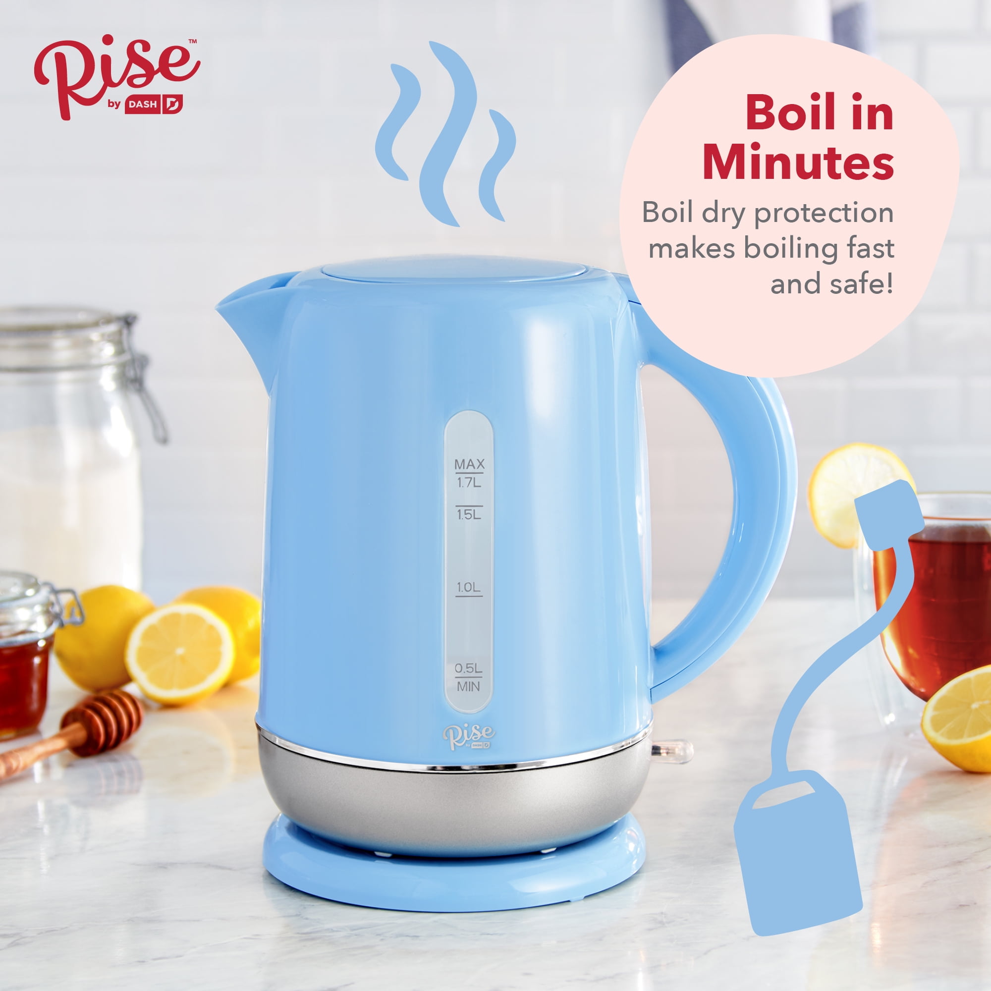  Rise by Dash Black Polypropylene 1.7 L Electric Tea Kettle:  Home & Kitchen