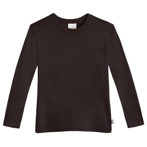 Made in USA Boys Soft Cotton Jersey Long Sleeve Tee | Chocolate