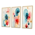thumbnail image 3 of Designart "Blossoming Energy Retro Minimal Flower VI" Abstract Painting Framed Wall Art Set Of 3 - Blue Modern Frame Gallery Set For Office Decor, 3 of 6