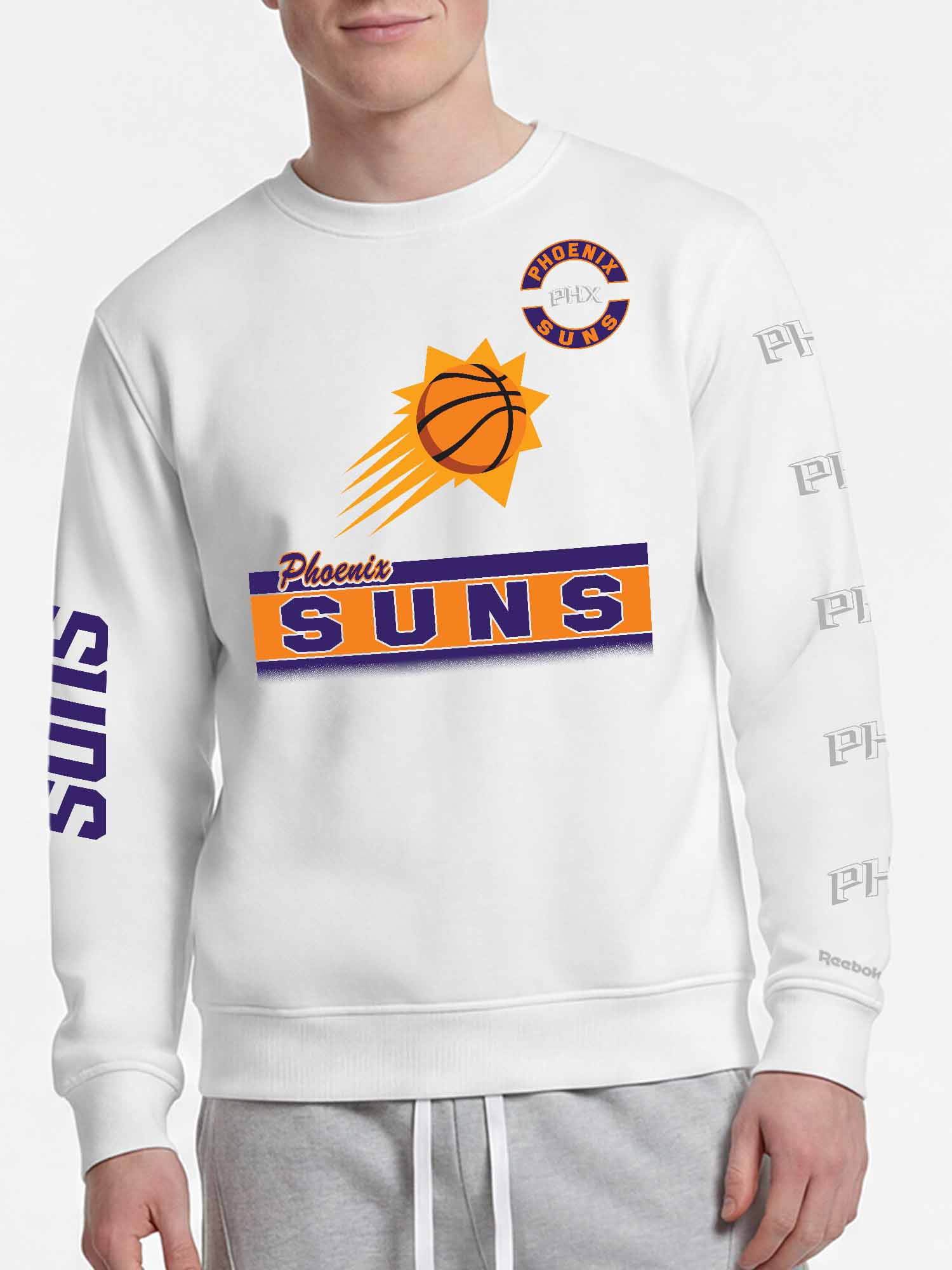 Phoenix Suns Reebok Mens White Crew Sweatshirt