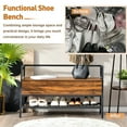 thumbnail image 6 of Resenkos Industrial Shoe Bench with Storage Space and Metal Handrail-Rustic Brown, Space-Saving Shoe Rack Organizer for Closet Entryway, 6 of 7