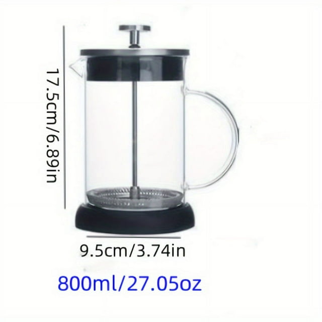 MesaSe 1pc Classic French Press Coffee Maker - High Borosilicate Glass & Stainless Steel Reusable Filter Manual Operation for Home or Restaurant Use